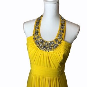 Laundry by Shelli Siegel Yellow Diamond Embellished Formal Dress